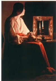 Mary Magdalene meditating with the aid of a candle and a skull;  the freemasons also meditate on life, death and mortality with a candle, a skull, and sometimes with crossed bones